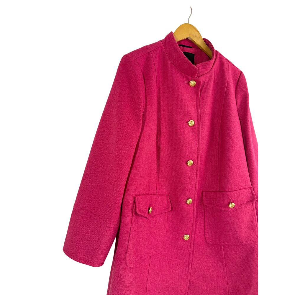 Talbots Pink Military Coat Women’s Plus Size 14W Wool Blend Gold Button Jacket - Picture 9 of 14